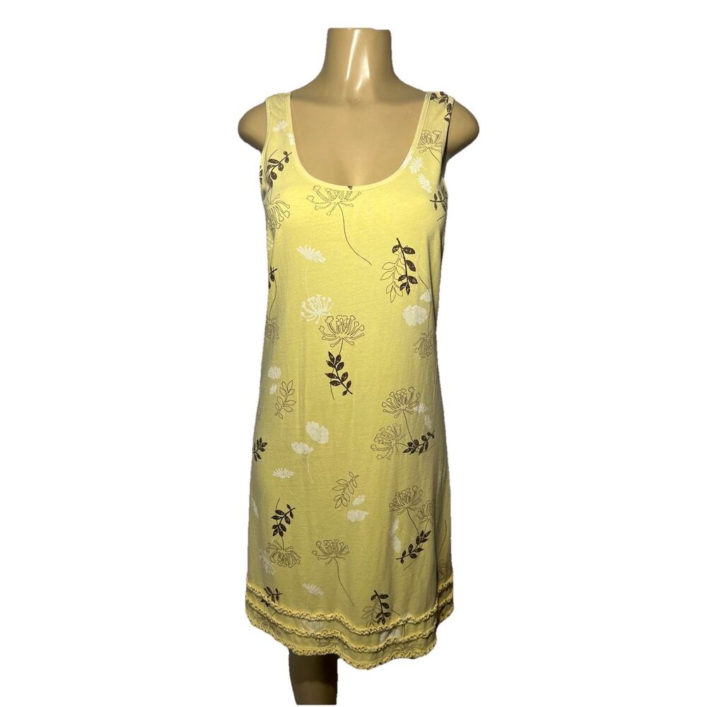 Fresh Produce Dress Small‎ Yellow Floral Sleeveless Midi Cotton Casual Beach